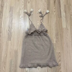 SHE MADE ME Crochet Top in Tan